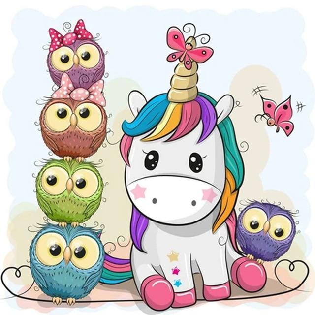 50X50CM 5D DIY Unicorn Diamond Painting Full Round Drill Cartoon Magic Unicorn Rhinestones Cross Stitch Mosaic Home Decor Kids Gift