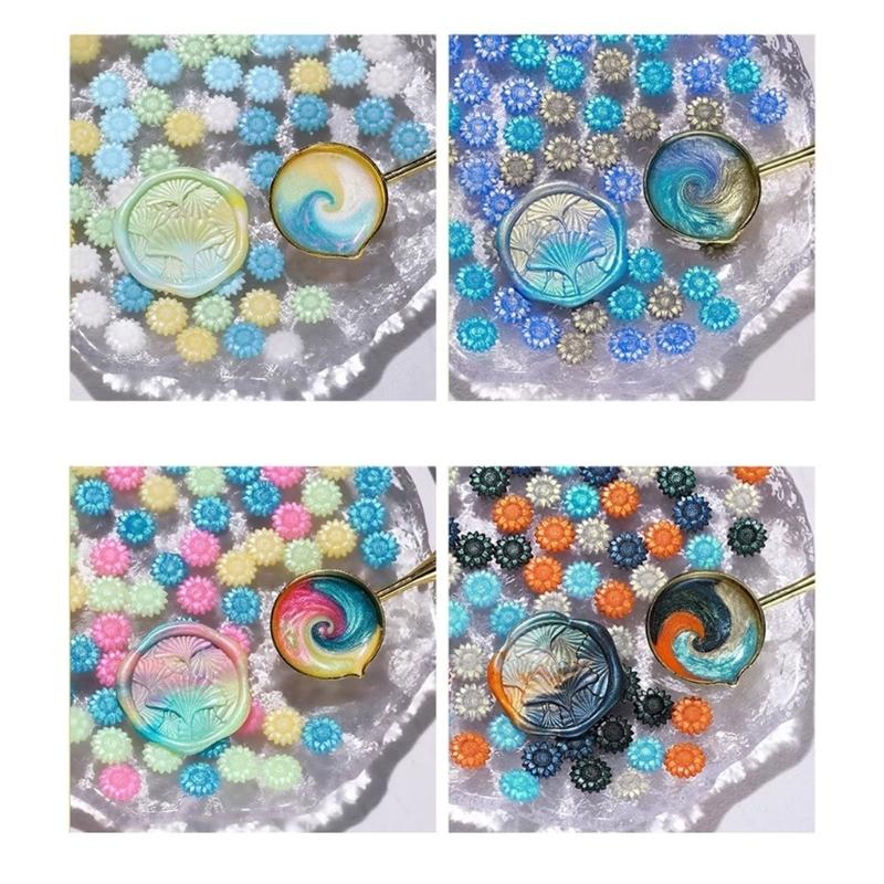 100Pcs Gilter Sealing Wax Beads for Wax Seal Stamp, Flower Wax Seal Beads for Gift Wrapping, Invitation Envelope Decor
