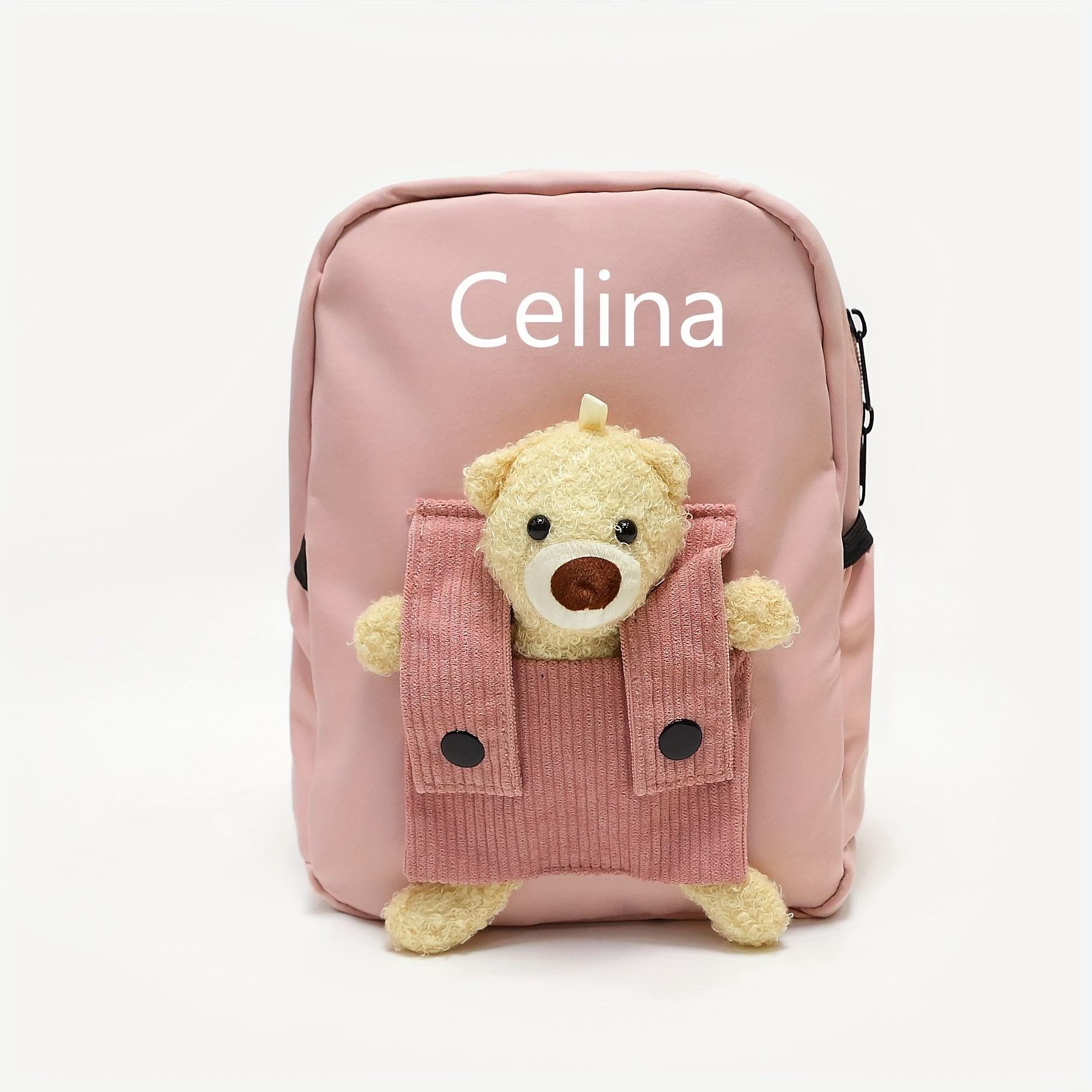 

Персонализированный плюшевый рюкзак-мишка, милый плюшевый стиль, с вышивкой имени. Доступны разные цвета для девочек и мальчиков, школьные сумки. розовый