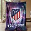 Custom Text Flannel Throw Blanket, Lightweight Cozy Bed Sofa BlanketAtletico Madrid