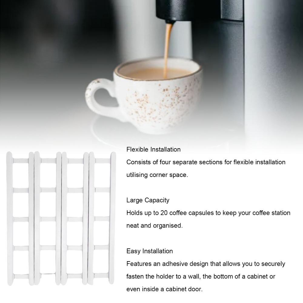 ABS Material Coffee Pod Holder Space Saving 20 Capsule Capacity Coffee Capsule Rack Wall Cabinet Mounted Flexible Storage