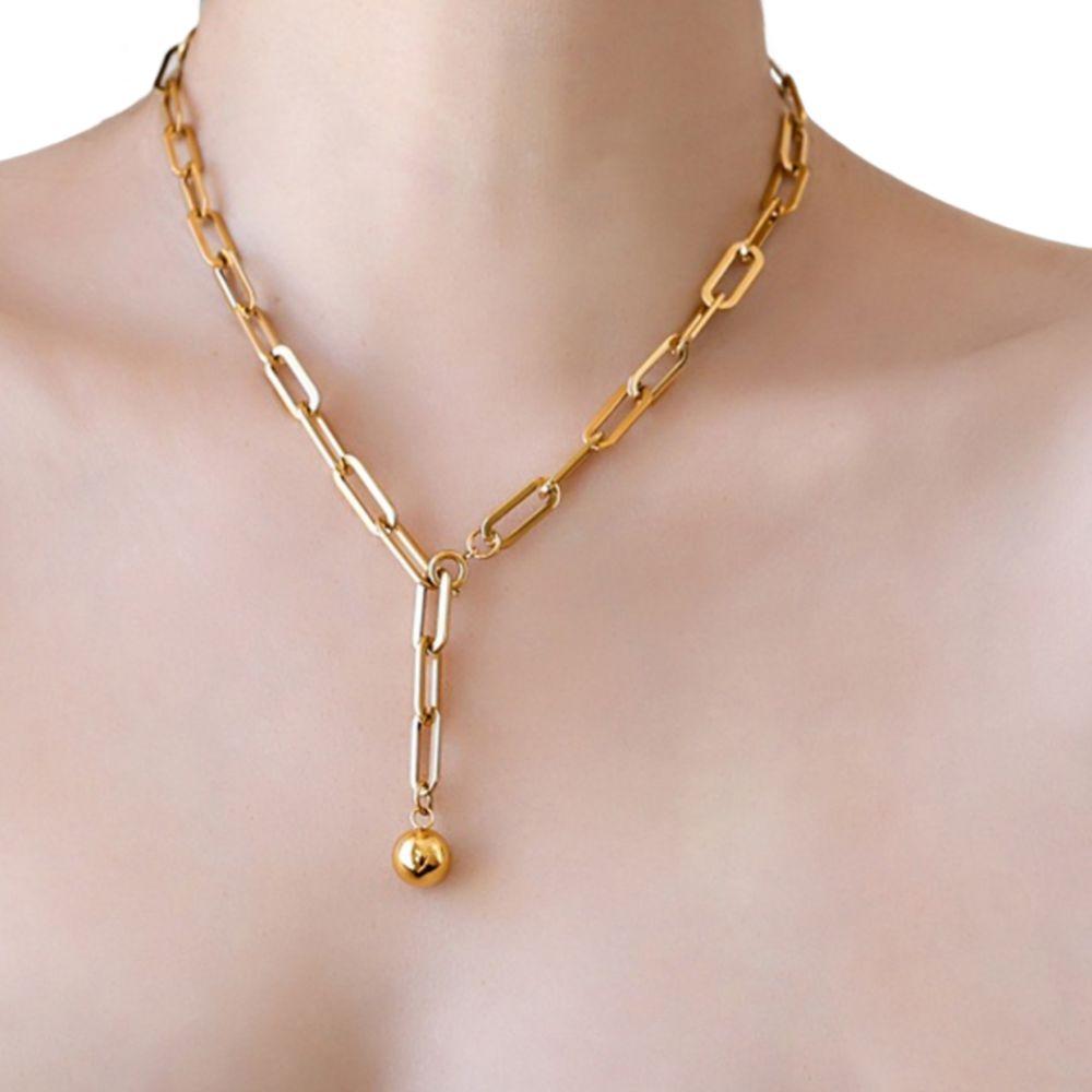 Gold Metal Choker Necklace Adjustable Sweater Chain Necklace Clavicle Chain Necklace  Girl Gift