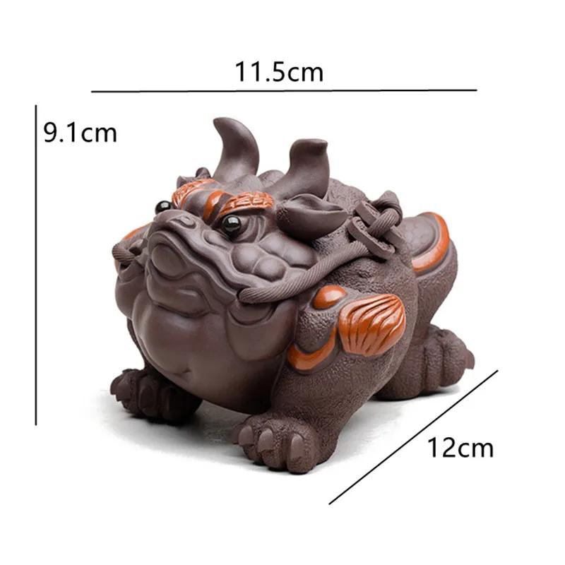

Yixing Handmade Purple Clay Tea Pet Golden Toad Model Sculpture Crafts Animal Tea Figurine Ornaments Chinese Tea Set Decoration 11.5x12x9.1cm
