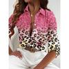 Neues Farbverlauf-Leopardenmuster 3D-Druck Damen Herbst Langarm Hemd Bluse Street Trend Mode Damen Einreiher Hemd Top