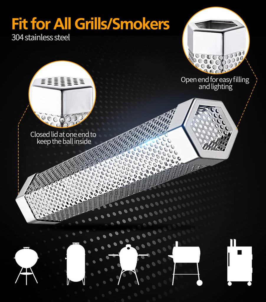 Outdoor Bbq Stainless Steel Smoker Tube Cold Smoke Generator Wood Pellet Smoker Tube Grilling Meat Fish Vegetable Camping Picnic