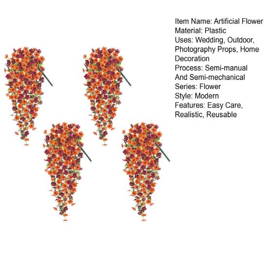 1/2/3/4Pcs Fall Hanging Artificial Violet Flower UV Resistant Realistic Fake Flower Wedding Party Indoor Outdoor Garden Wall Hanging Faux Flower