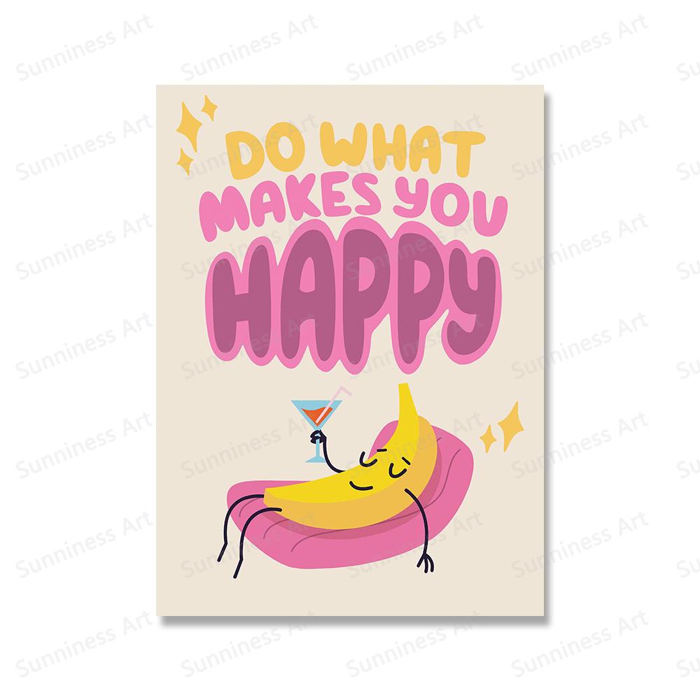 Retro Music Dance Record Player Poster And Print Flower Happy Quote Wall Art Canvas Painting Picture for Living Room Home Decor