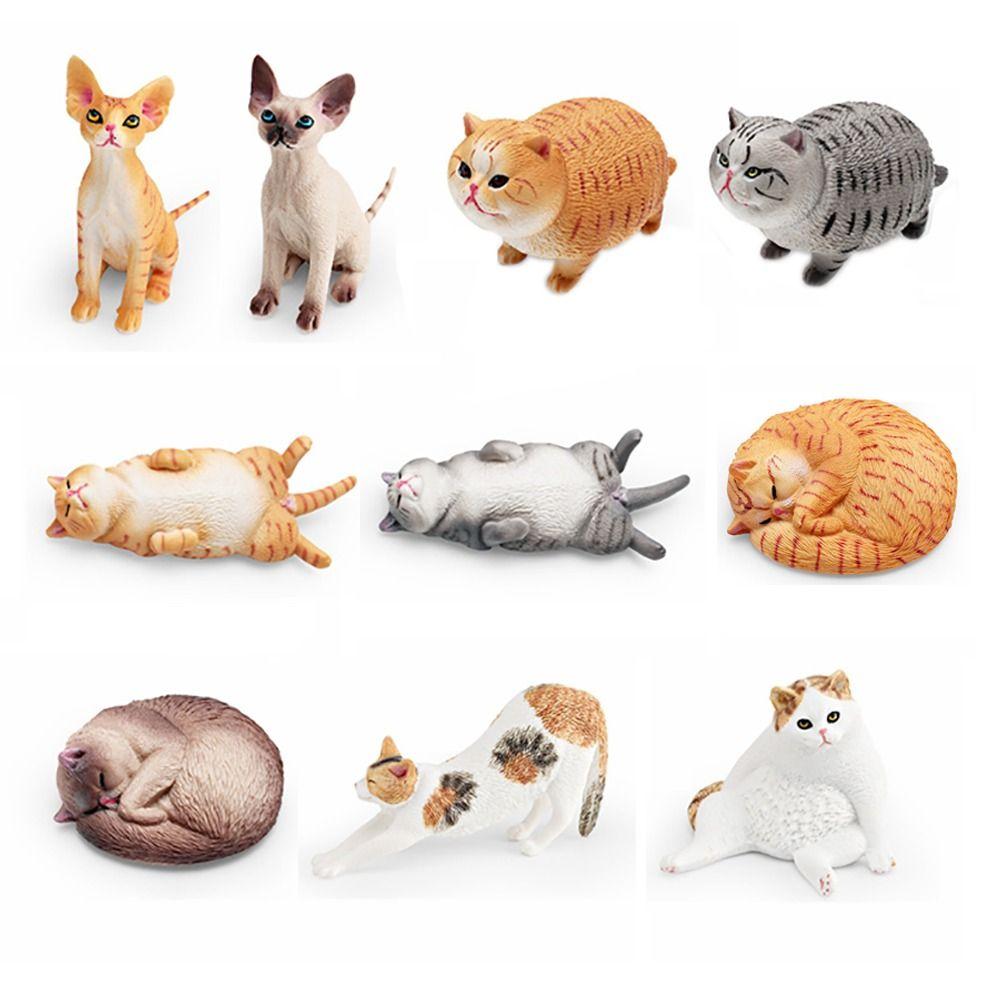PVC Simulation Cat Model Devon Curly Cat Lifelike Cat Action Figures Sleepy Stretching Cat Simulation Pet Desktop Ornament