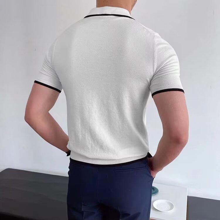 Men's Summer Slim Fit Ice Silk Knit Polo Shirt