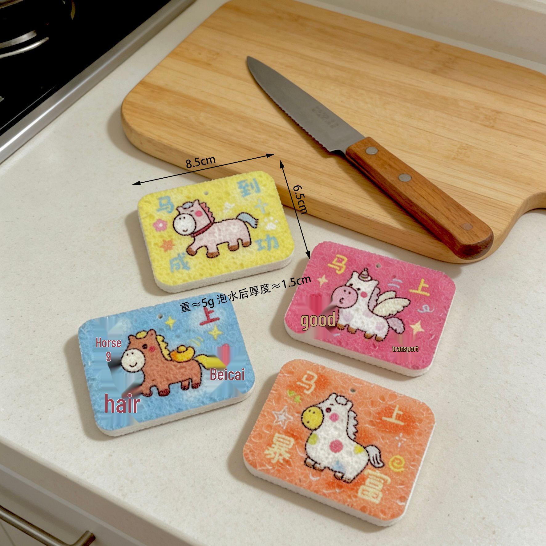 Absorbent Wood Pulp Cotton Dishwashing Sponge - Non-Stick, Expands When Wet, Ideal for Kitchen Cleaning Wood Pulp Cotton - Immediate Prosperity