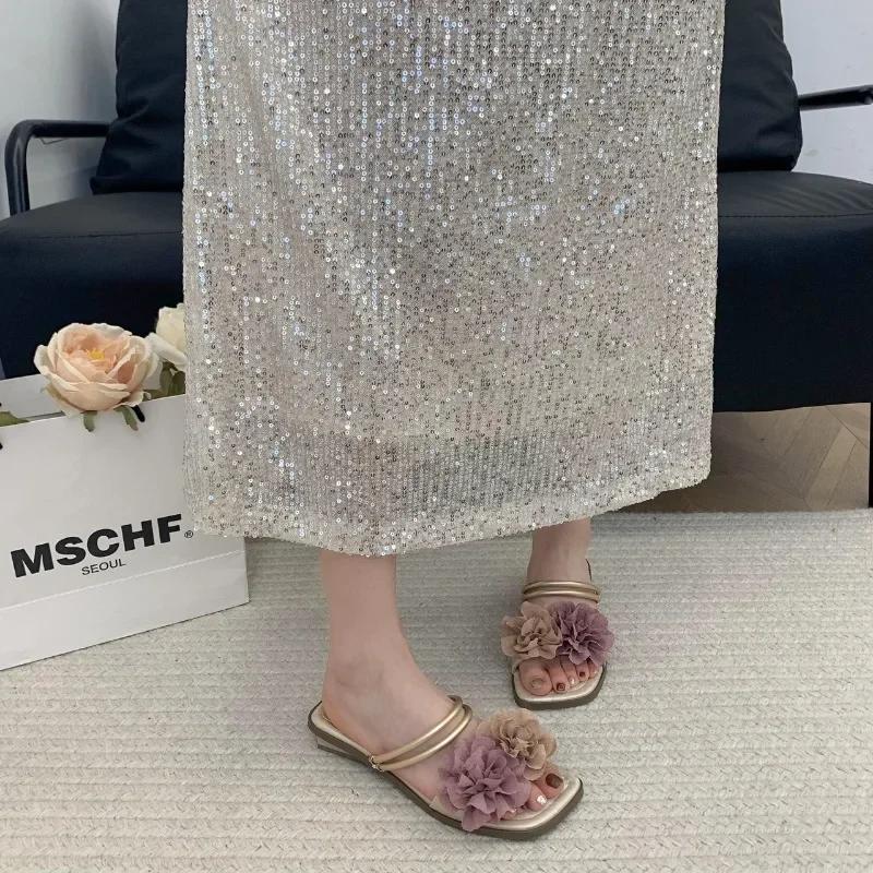 Women's Slippers 2025 Open Toe Fashion Shoes for Women Floral Daily Slippers Comfortable Flat Best Seller Flat Slippers Zapatos