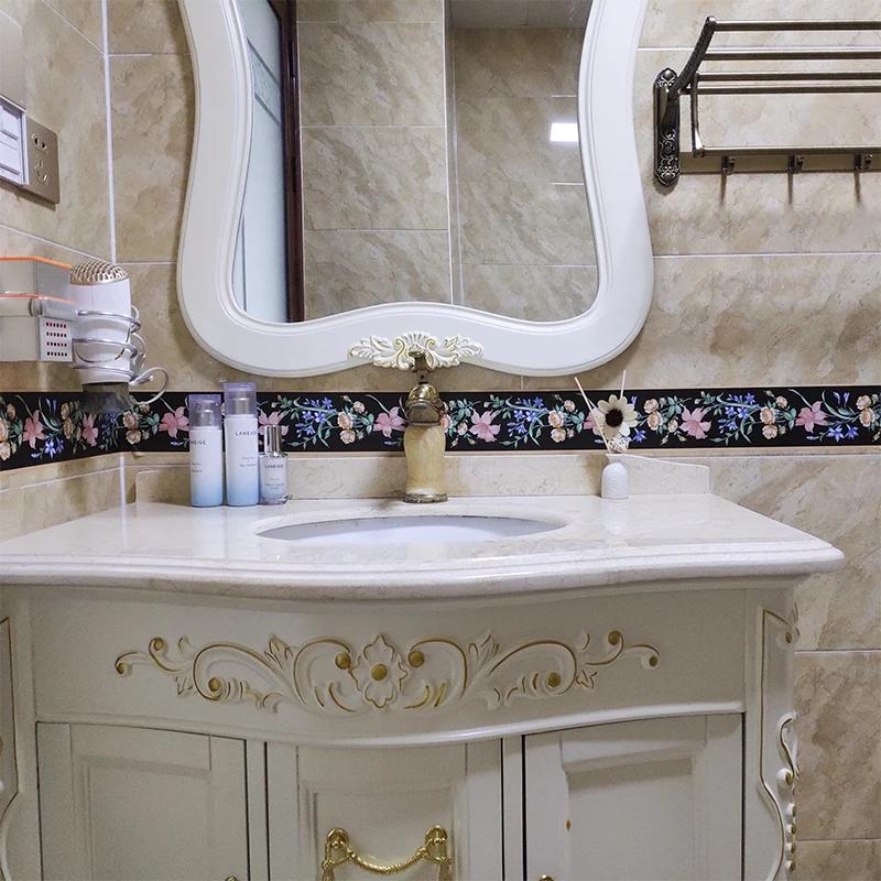 10Meters Waterproof Bathroom Waist Lines Wallpaper Self Adhesive Skirting Decorative Baseboard Corridor Floor Border Sticker