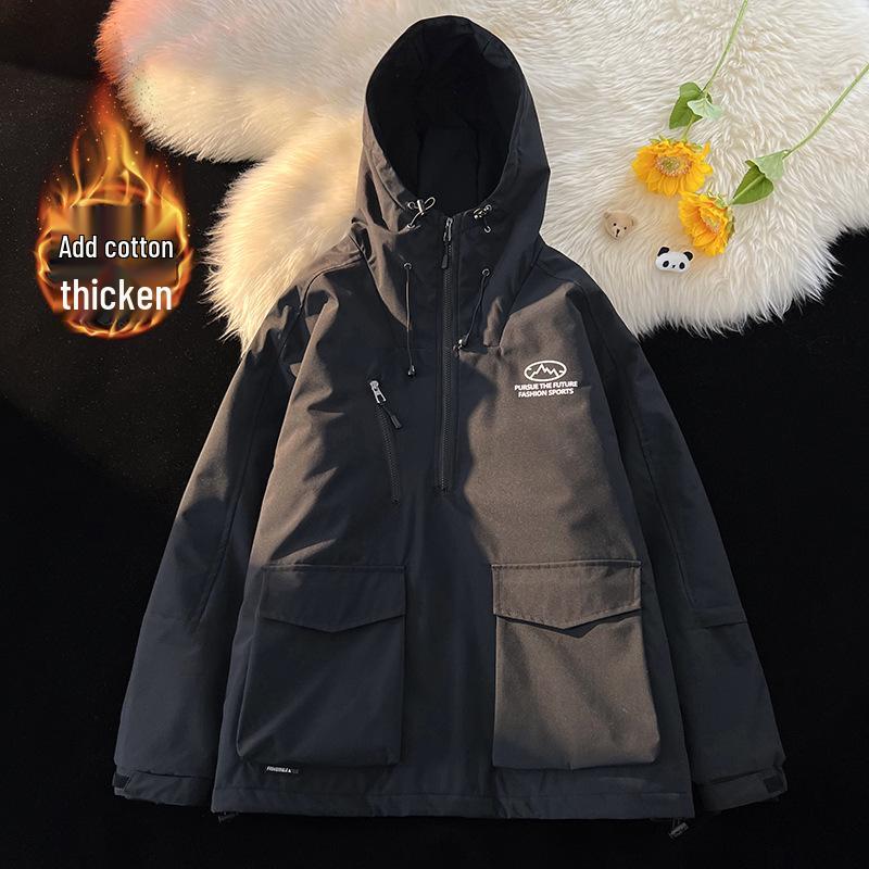 

Водонепроницаемый лыжный костюм с капюшоном для горнолыжного курорта: Теплая куртка с хлопковой подкладкой для мужчин и женщин XL чёрный