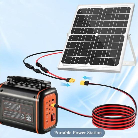 XT60 to Solar Panel Extension Cable Waterproof Dustproof IP68 Connector Adapter 600V Flame Retardant PPO Material Oxygen-free Copper Solar Wire
