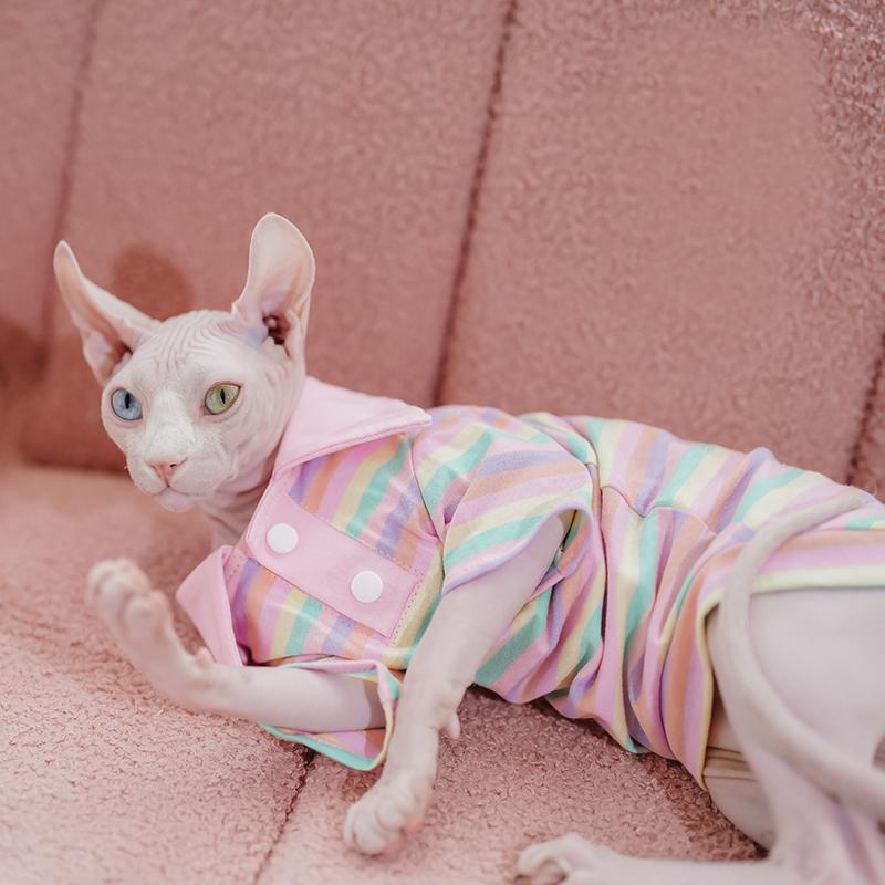 Summer Cotton Pet Cat Clothes for Cats Gotas Mascotas Clothing Sweet Stripe Puppy Sphynx Cat Katten Vest Shirt Ubranie Dla Kota