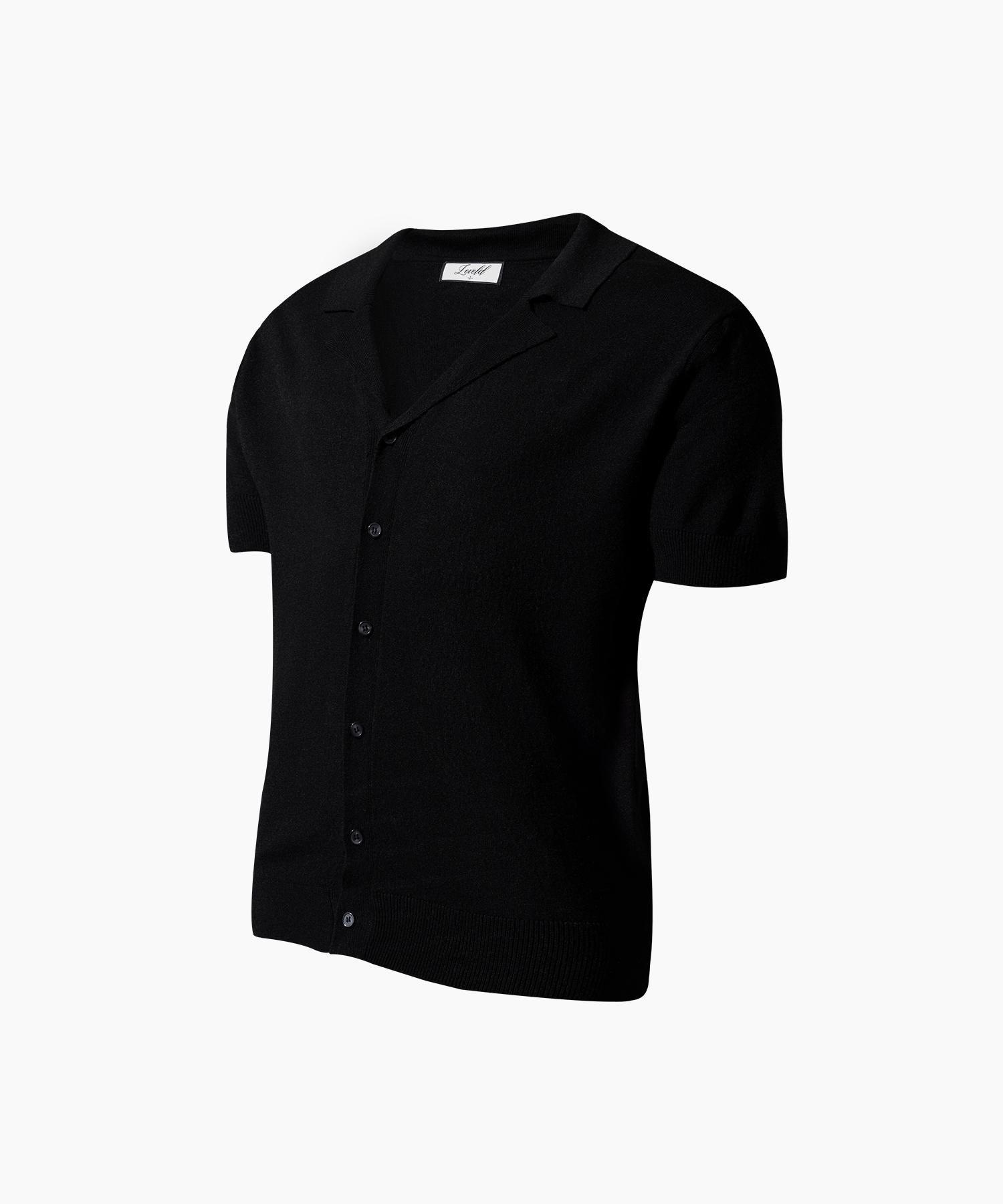 Reve Eld Open Collar Knit Shirt Black 1