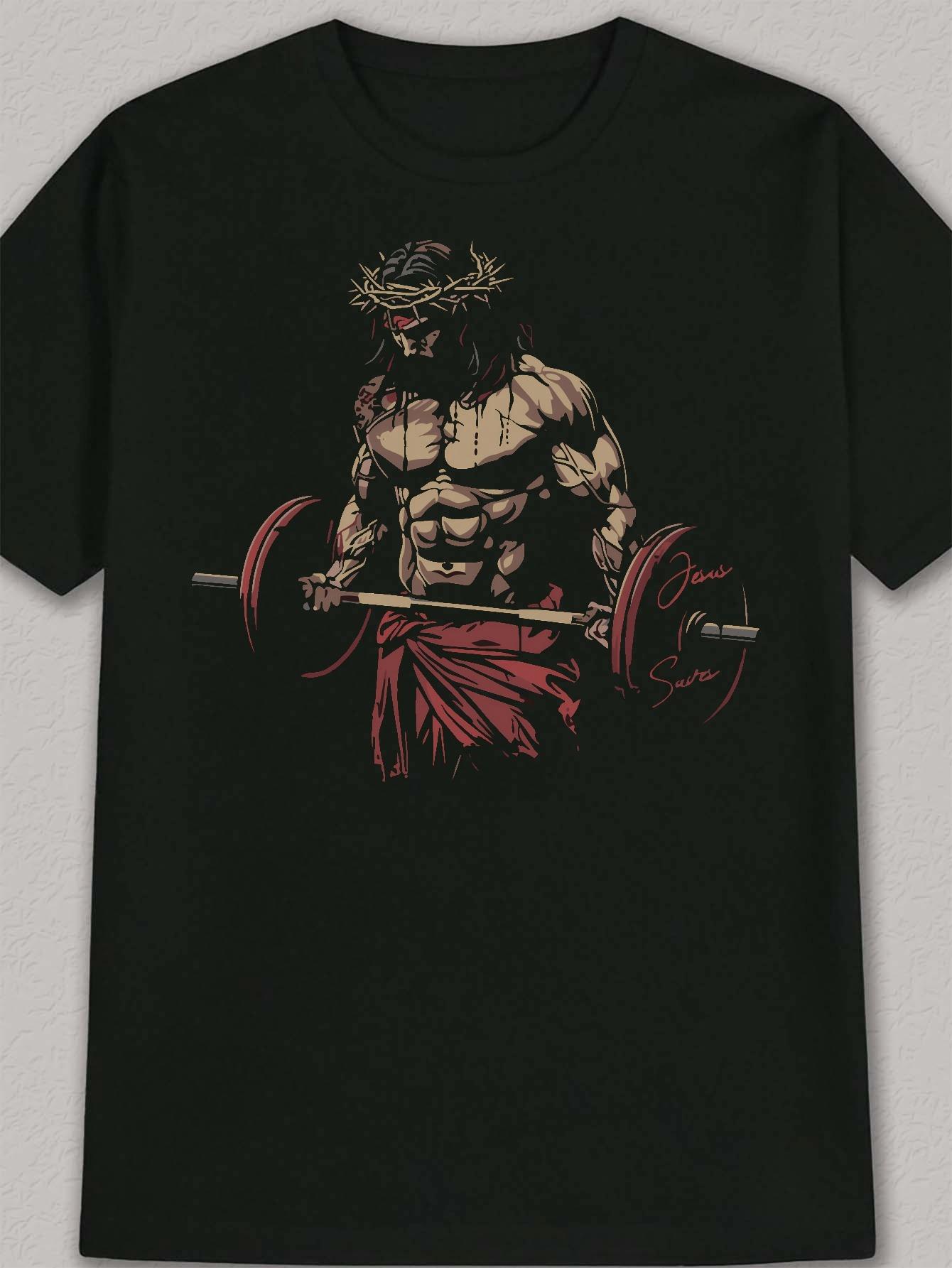 

T-Shirt y2k Christian Bodybuilder Christ Weightlifting Black XL