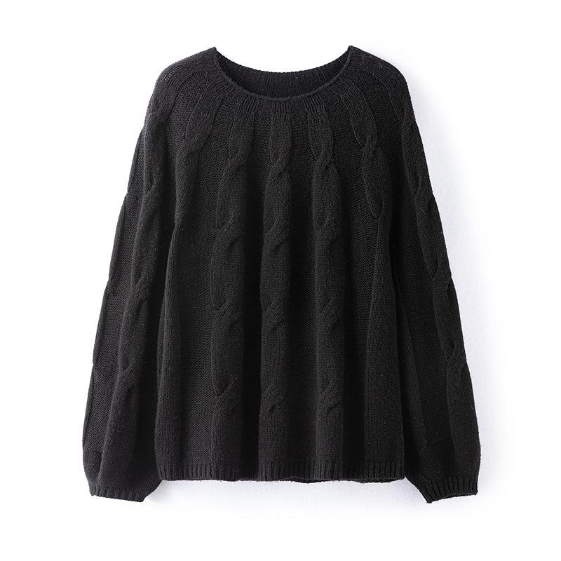 Seamless integrated pure wool sweater round neck thickened knitted sweater women's winter new loose lazy wind sweater women's coat