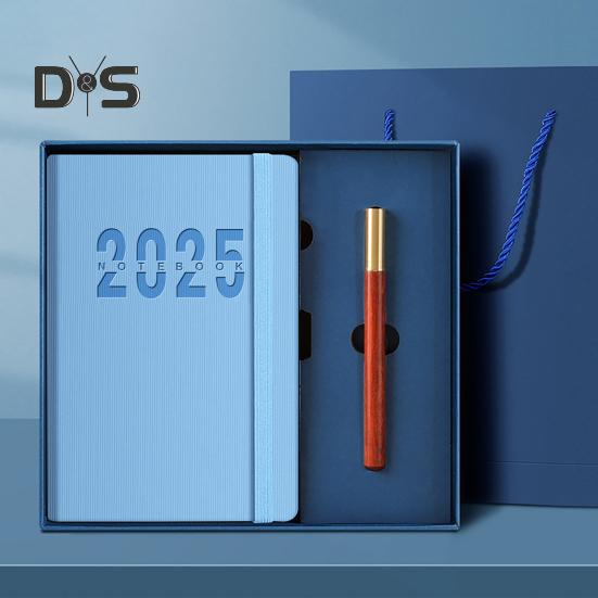 2025 Schedule Planner One Year Organization Monthly Weekly Pages Notebook with Elastic Rope Imitation Leather Cover Planner