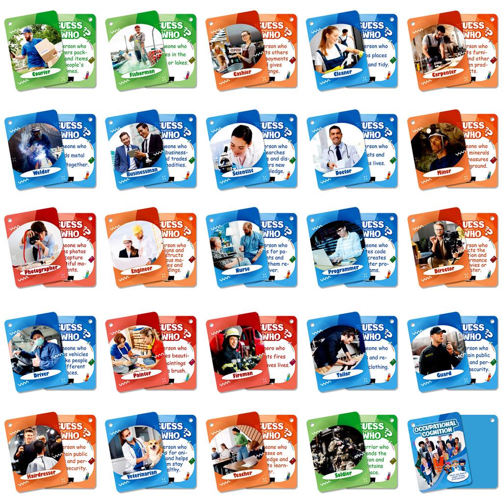 50 Realistic Career Cards Baby Cognitive Enlightenment Education Parent-Child Interactive Education Cards