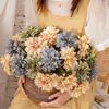 Artificial Flower Realistic Delicate Home Party Ornament Solid Color Fake Dahlias with Stem for Wedding Celebration