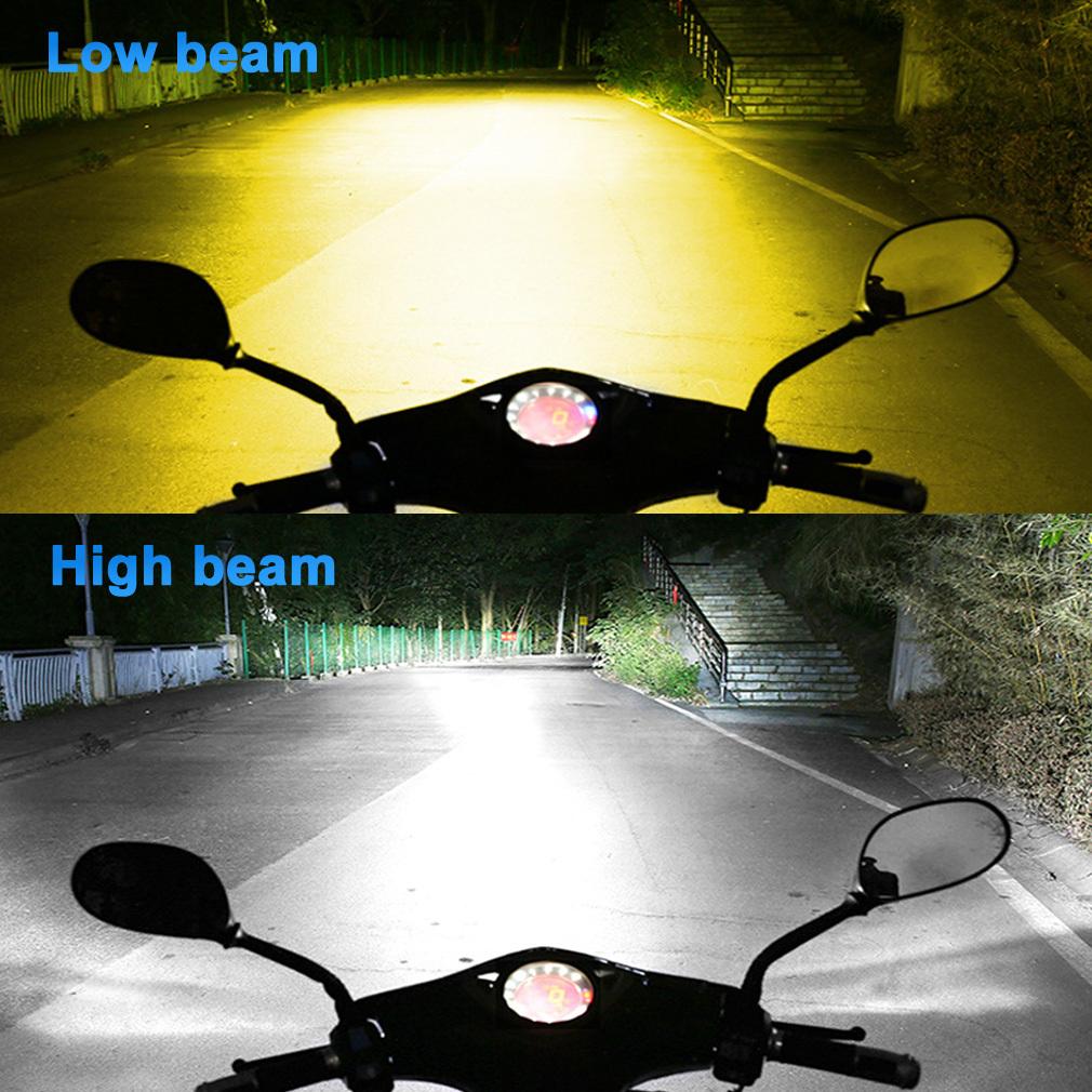 1Pc H4 LED Motorcycle Headlight Bulb 15000Lm BA20D H6 Hi Lo Beam Moto Light 3570 CSP Lens Dual Color White Yellow Scooter Fog Lamp 12V