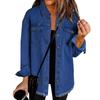 Veste chemise en jean décontractée à manches longues avec ourlet effiloché et deux poches avant