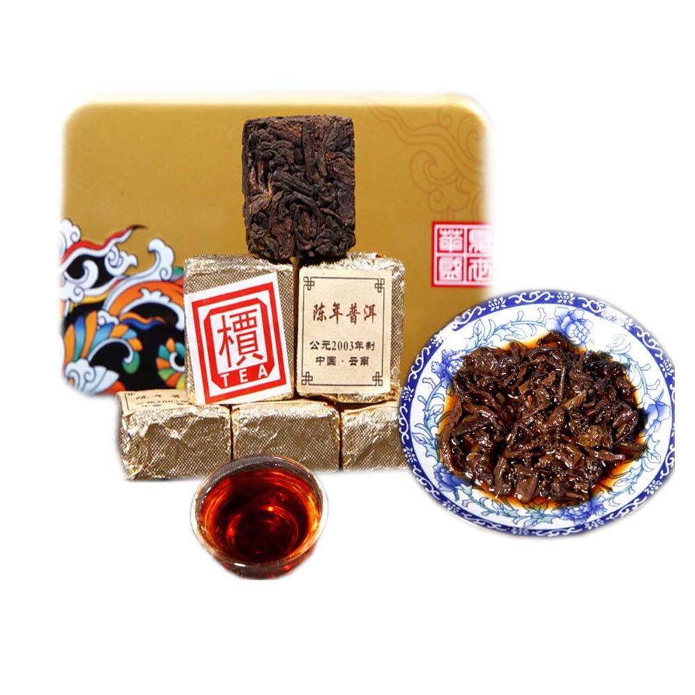 Yunnan Ripe Pu er Tea Brick 250g Cooked Pu erh Black Tea Iron Box
