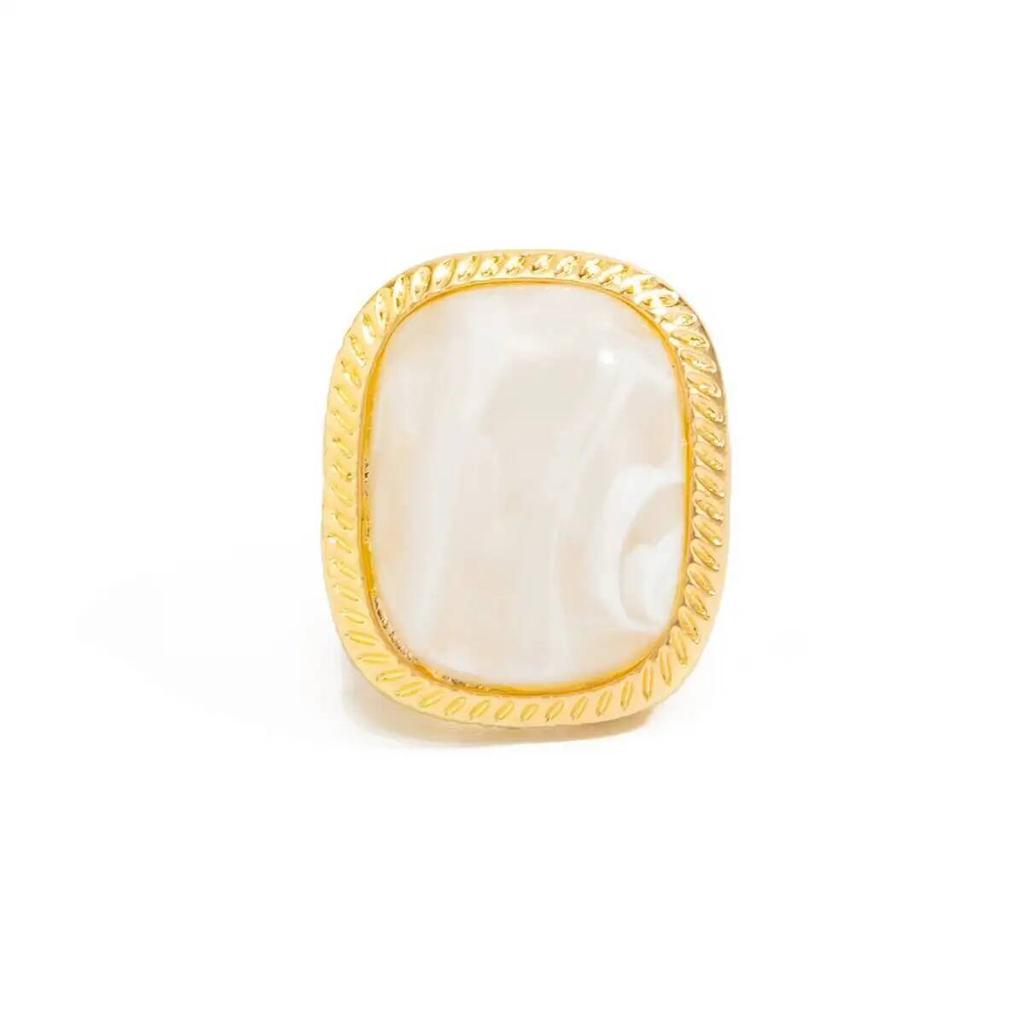 SHIXIN Vintage Exaggerated Square Acrylic Rings for Women Trendy Metal Open Ring Unique Couple Party Banquet Jewelry Accessories
