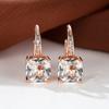 Rainbow Zircon Hoop Earrings Multicolor Crystal Square Stone Earrings Vintage Gold Color Wedding Earrings for Women Party