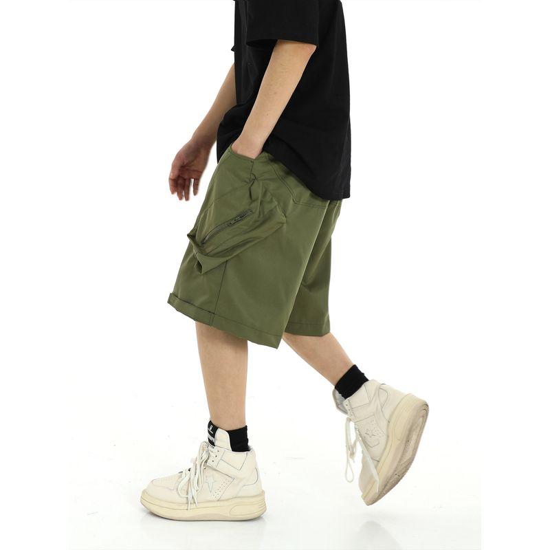 American High Street Functional Workwear Shorts Men's Summer Fashion Brand Loose Zip Multi-Pocket Straight-leg Casual Cropped Pants