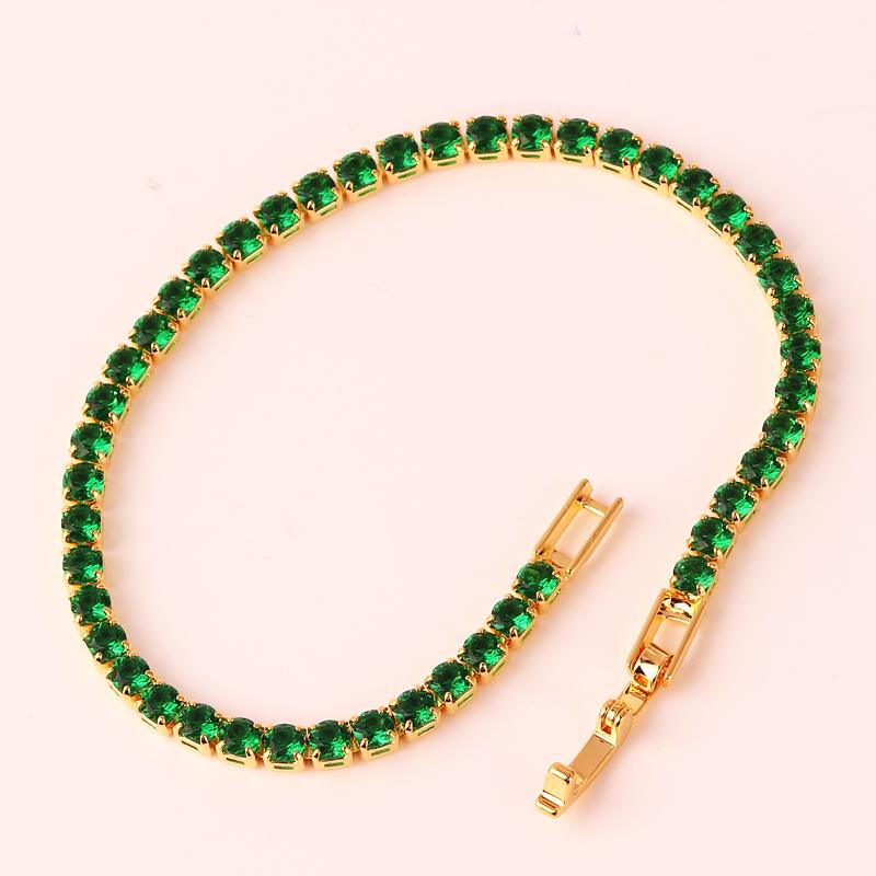 

Exquisite Green Cubic Zirconia Necklace for Women Iced Out Zircon CZ Tennis Luxury Crystal Short Hiphop Neck Accessories Jewelry