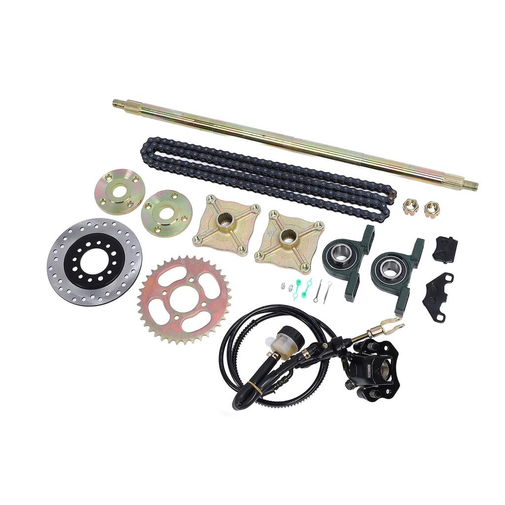 25.5in Go Kart Zadní Živá Náprava Kit Robustní Vylepšený Úchop Rozeta Náboj Brzdový Sestava Řetěz Kotouč pro 50cc 70cc 90cc ATV