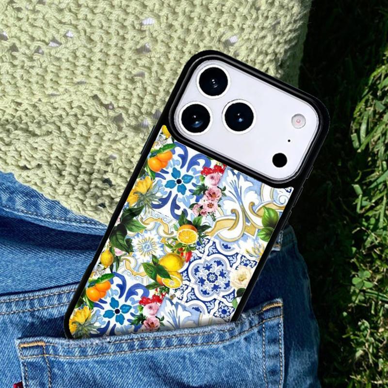 Mediterranean Lemon Soft Mobile Phone Case Compatible with IPhone 17 16 15 14 13 12 11Pro Max 17 Air Cover