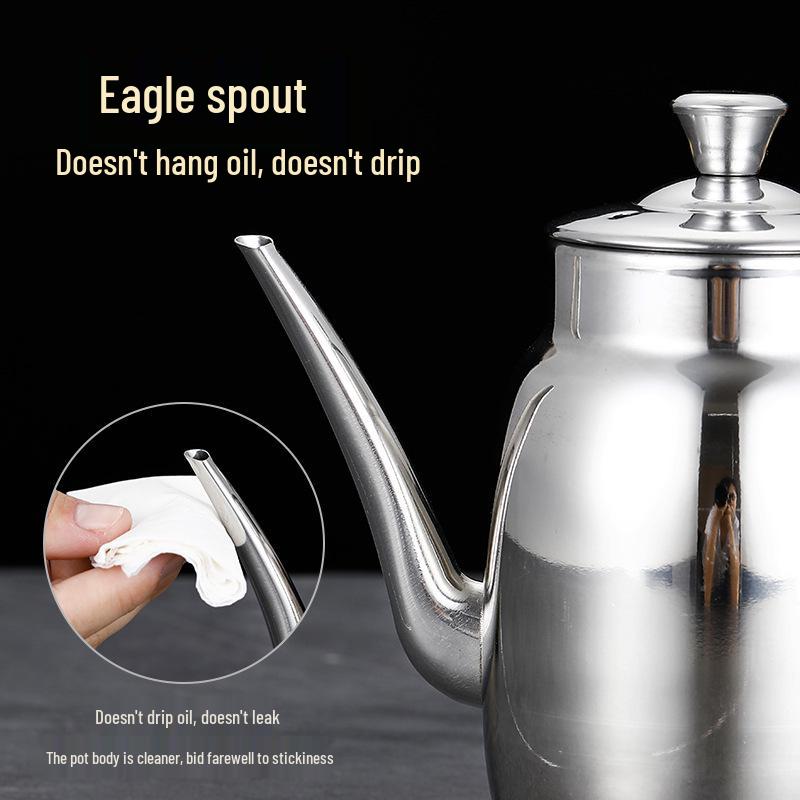 Stainless Steel Oil & Vinegar Pot with Lid for Kitchen & Restaurant Use