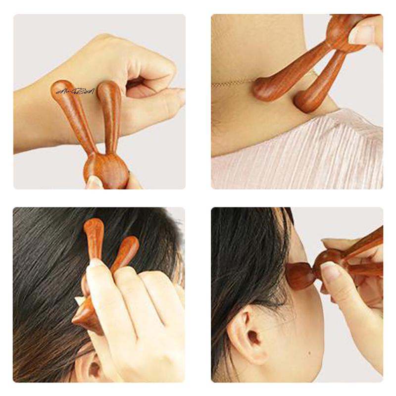 Sandalwood Rabbit Nose Scraping Massage Comb for Meridian Clearing Eye Acupoint Therapy Blood Circulation Promotion