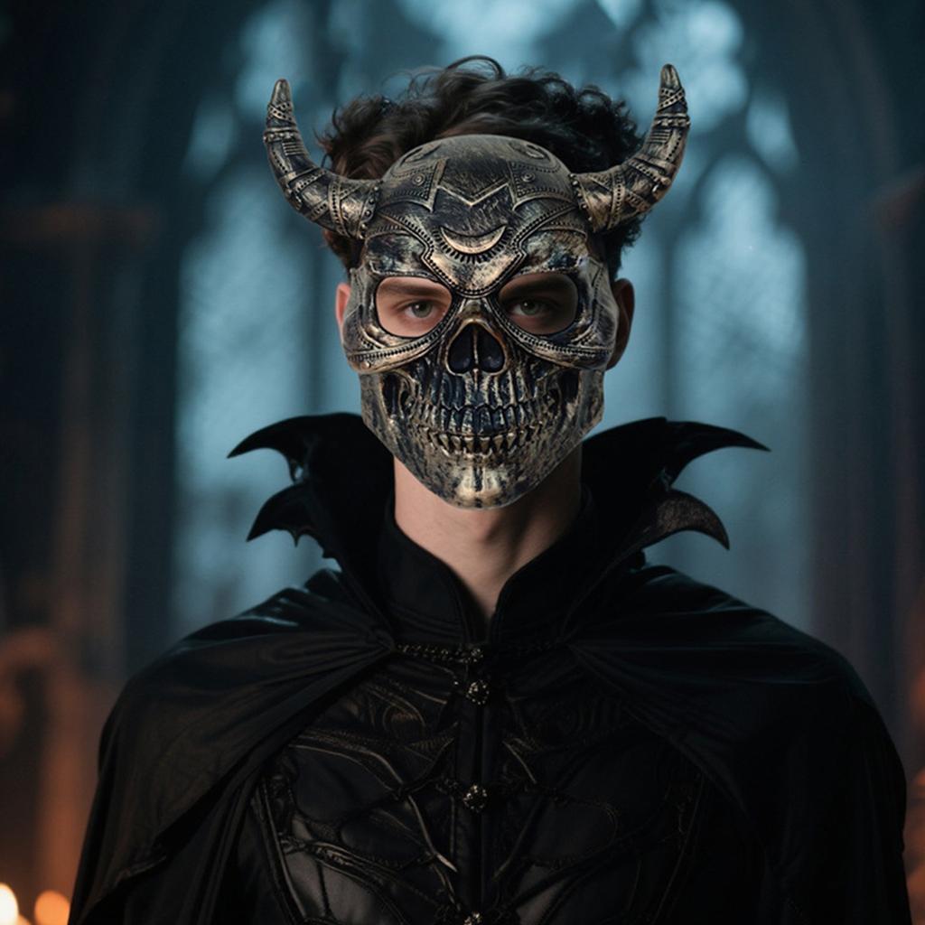 Masquerades Mask Devil Demons Mask Goat Head Skull Mask for Halloween Masquerade Cosplay Costume Devil Horns Mask