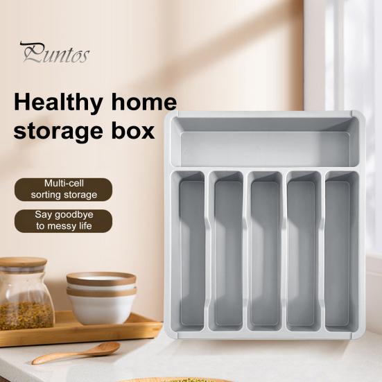 Plateau de rangement pour tiroir de cuisine, support extensible pour couverts, séparateur d'ustensiles en plastique réglable, rangement pour spatules, outils et gadgets