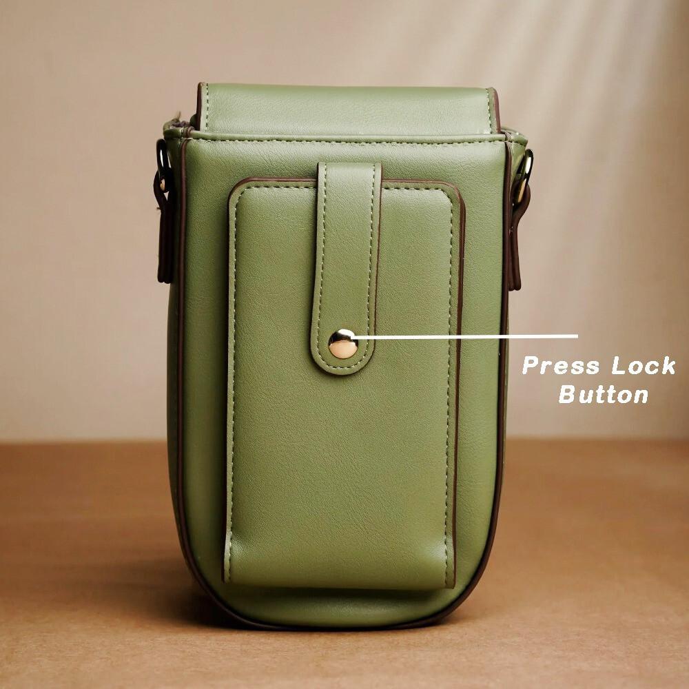 RSINC Small Crossbody Bags Semi Oval PU Leather Adjustable Shoulder Olive Green B0DVQ175YL