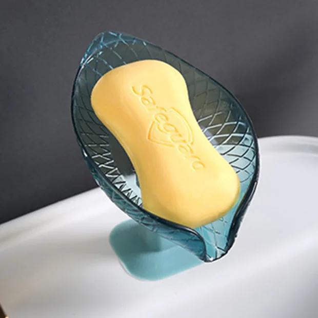 Bathroom Soap Tray Leaf-shaped Suction Cup Drain Soap Box Soap Box Shelf Non-punching Wall-mounted Bathroom Organizers