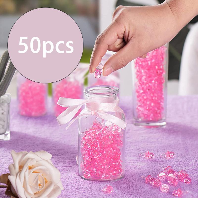50pcs Mini Pacifiers Acrylic Transparent Baby Shower Baptism Gift Home Table Decoration