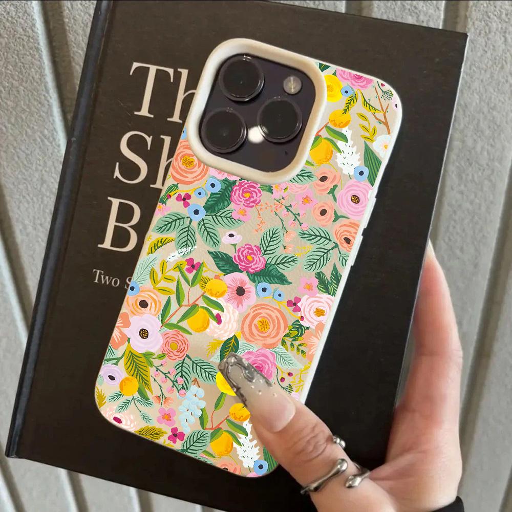 HOT Cool Flower Lily Luxury Lichee leather pattern Phone Case For iPhone 17 16e 16 15 14 13 12 11 Air Pro Max Plus X XR XSMax