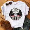 Lippen Reine Baumwolle Bedruckt Unisex und Damen Modetrend T-Shirt Sommer Neu Personalisiert Rundhals Locker Lässig T-Shirt