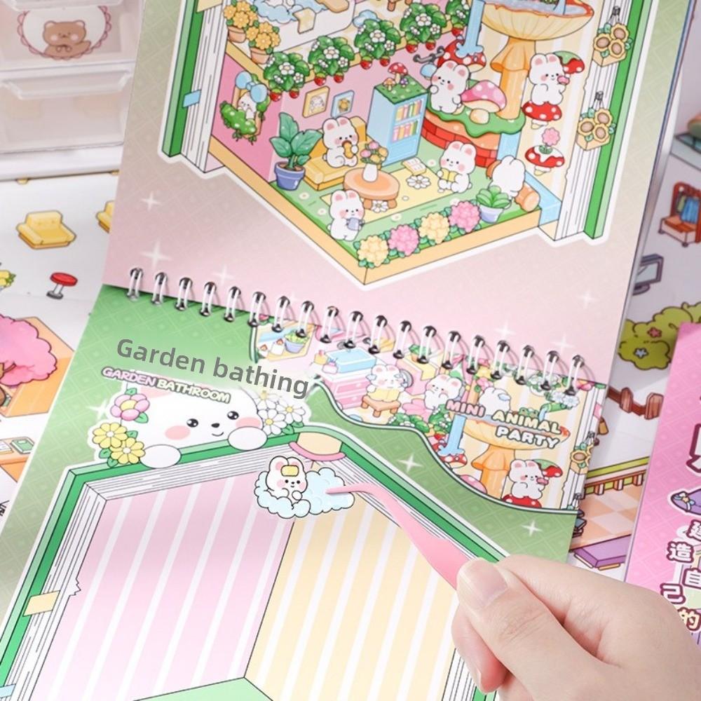 PET Miniature Scene Stickers Handmade Visual Stacking Sticker Cute Sticker Book  for Children