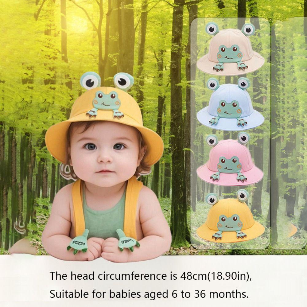 Sweet Korean Style Cartoon Frog Bucket Hat Mesh Breathable Baby Sun Protection Hat Streetwear Cotton Children Fishman Hat Spring