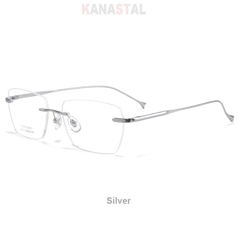 

Men Rimless Reading Glasses Prescription Myopia Eyewear Women Blue Light Blocking Lenses Business Pure Titanium Eyeglasses Frame Anti blue 0 серебряный