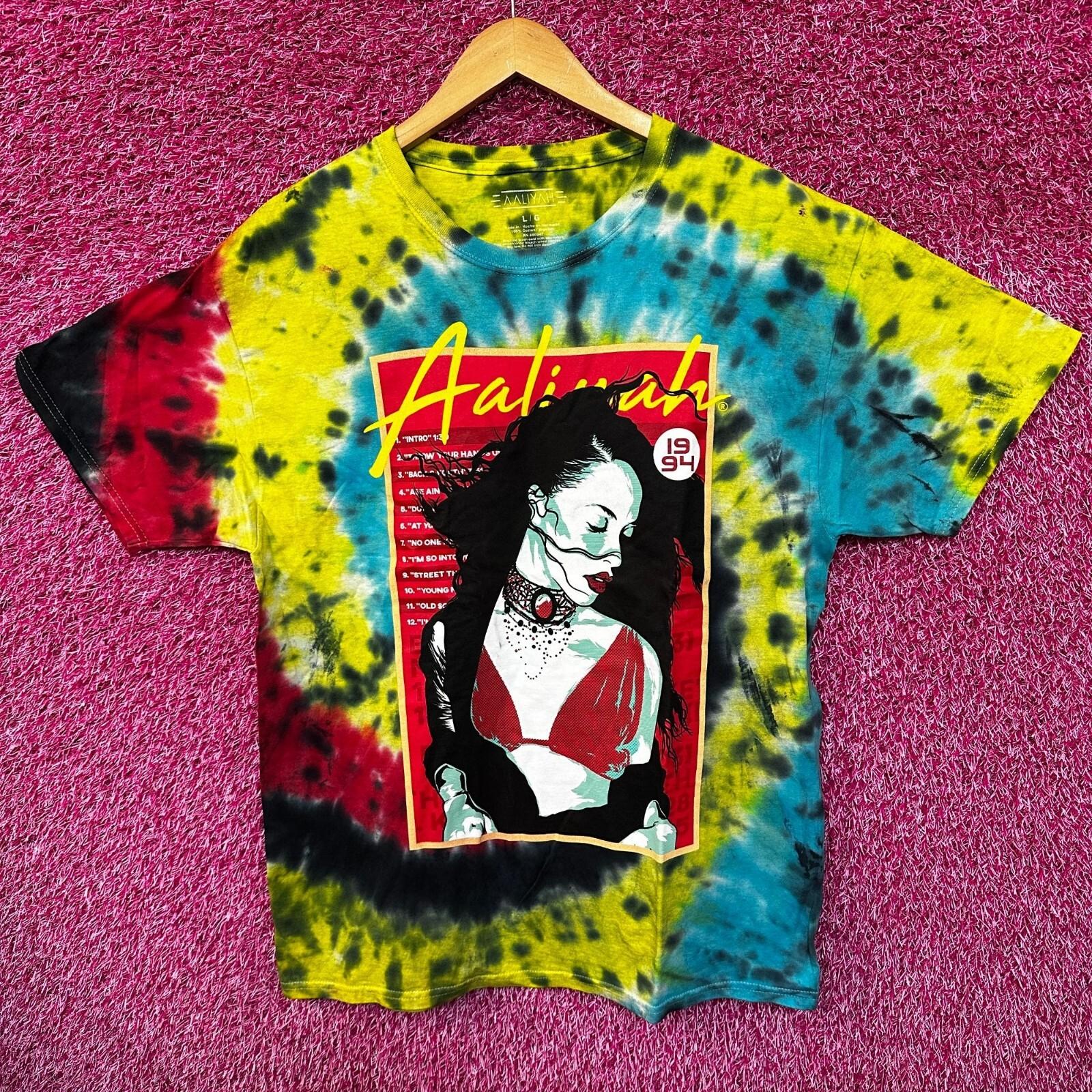 Aaliyah Зелено-синяя футболка с tie-dye, Королева R&B M