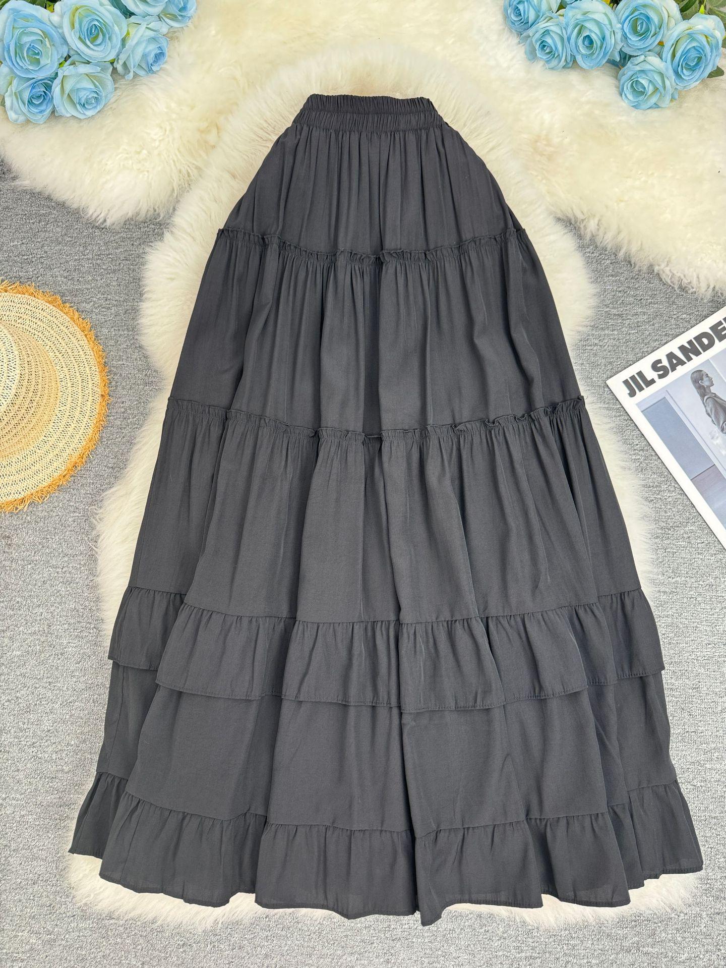 

Элегантная midi-юбка А-силуэта в японско-корейском стиле пэчворк для женщин One Size чёрный