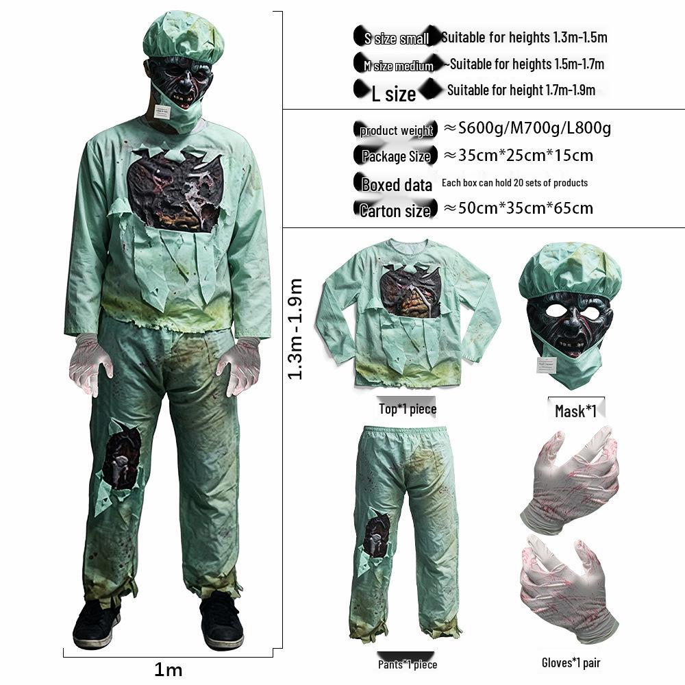 Burnt Zombie Costume Set: Halloween Masquerade Party and Haunted House Props