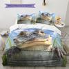 Cute Crocodile Pattern Bedding Home Decoration Birthday Gift (1 * Duvet Cover + 2 * Pillowcase, Without Core)